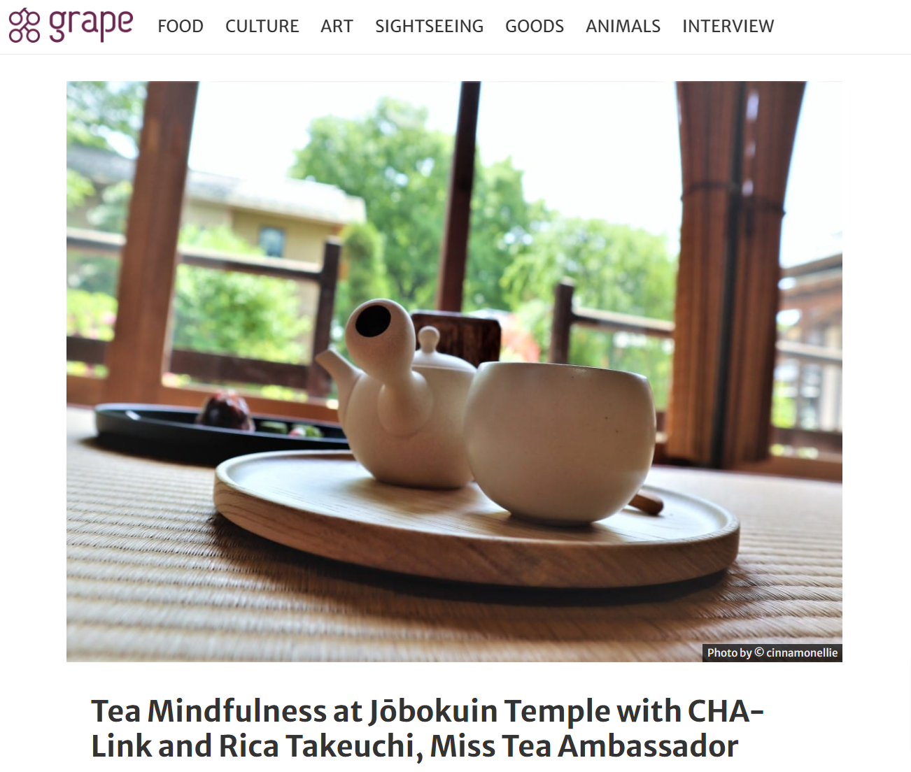 Tea Mindfulness at Jōbokuin Temple with CHA-Link and Rica Takeuchi, Miss Tea Ambassador